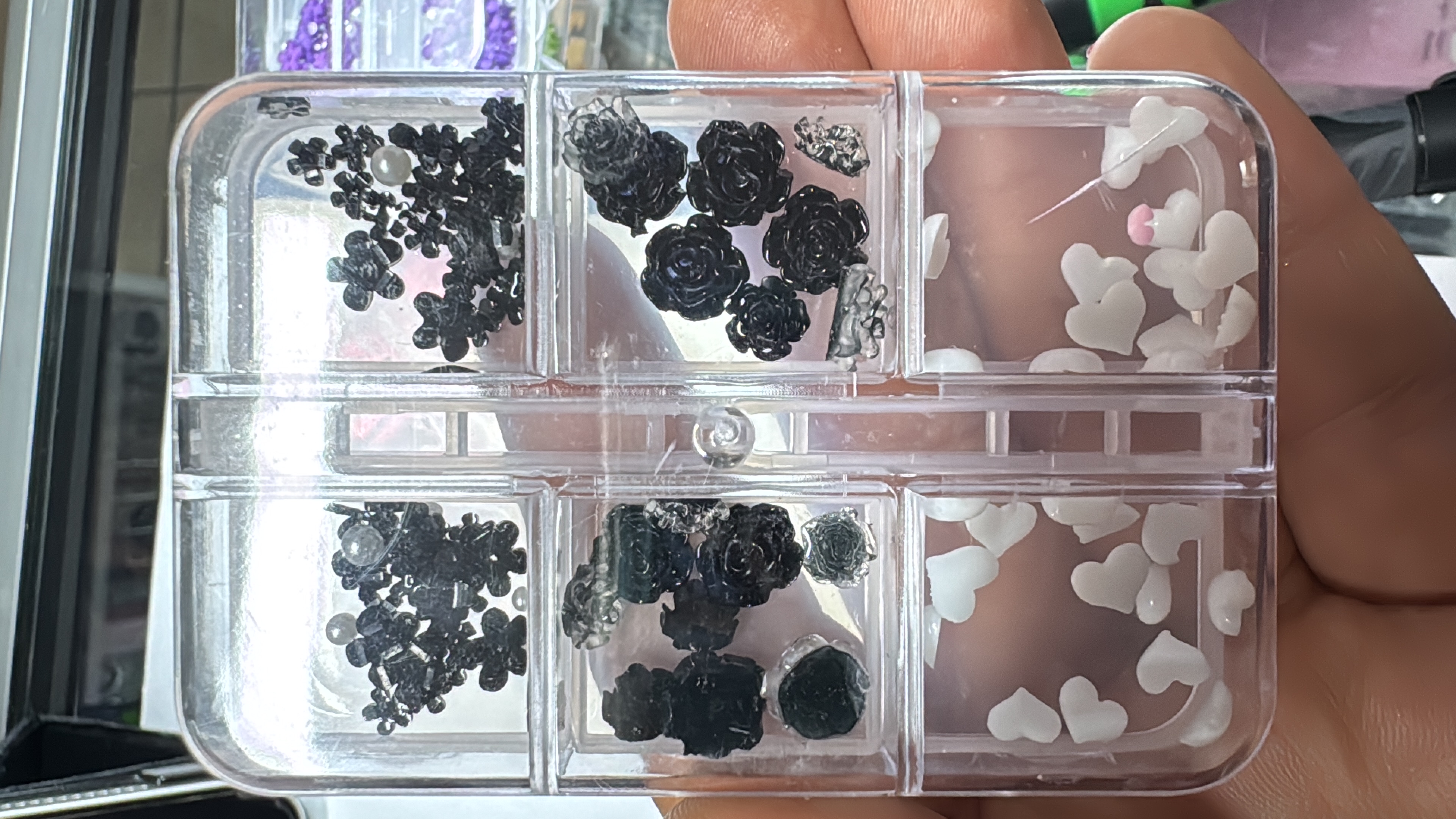 Decoración Flores y Corazones Negro (y012)