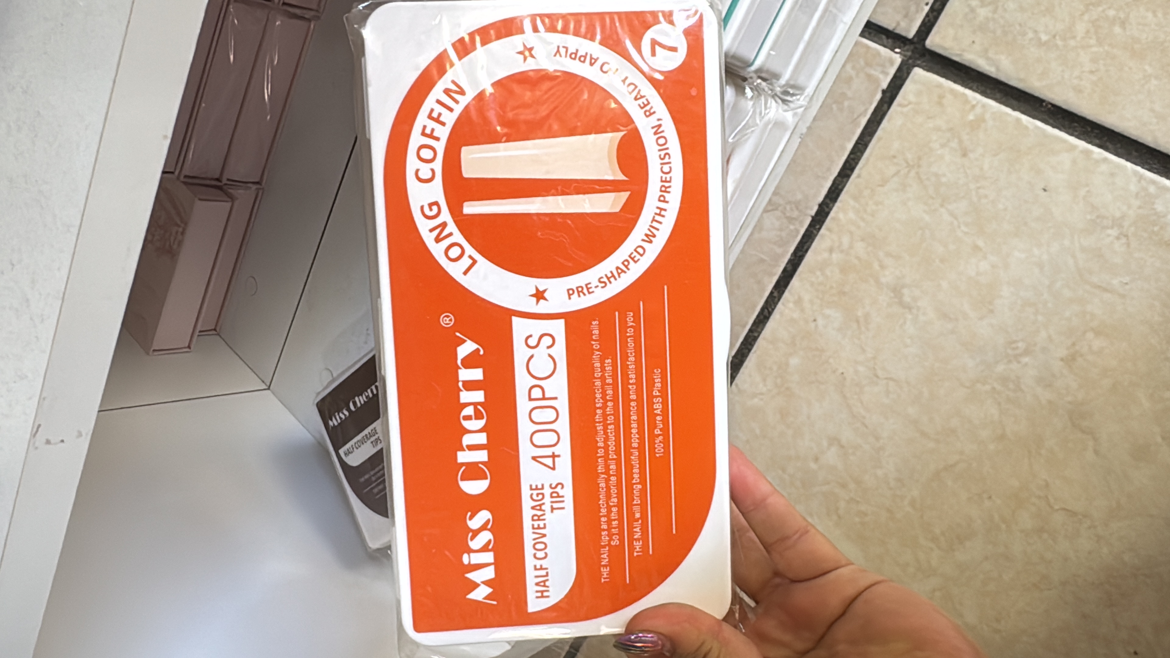 Tips Long Coffin 7 Natural 400pcs