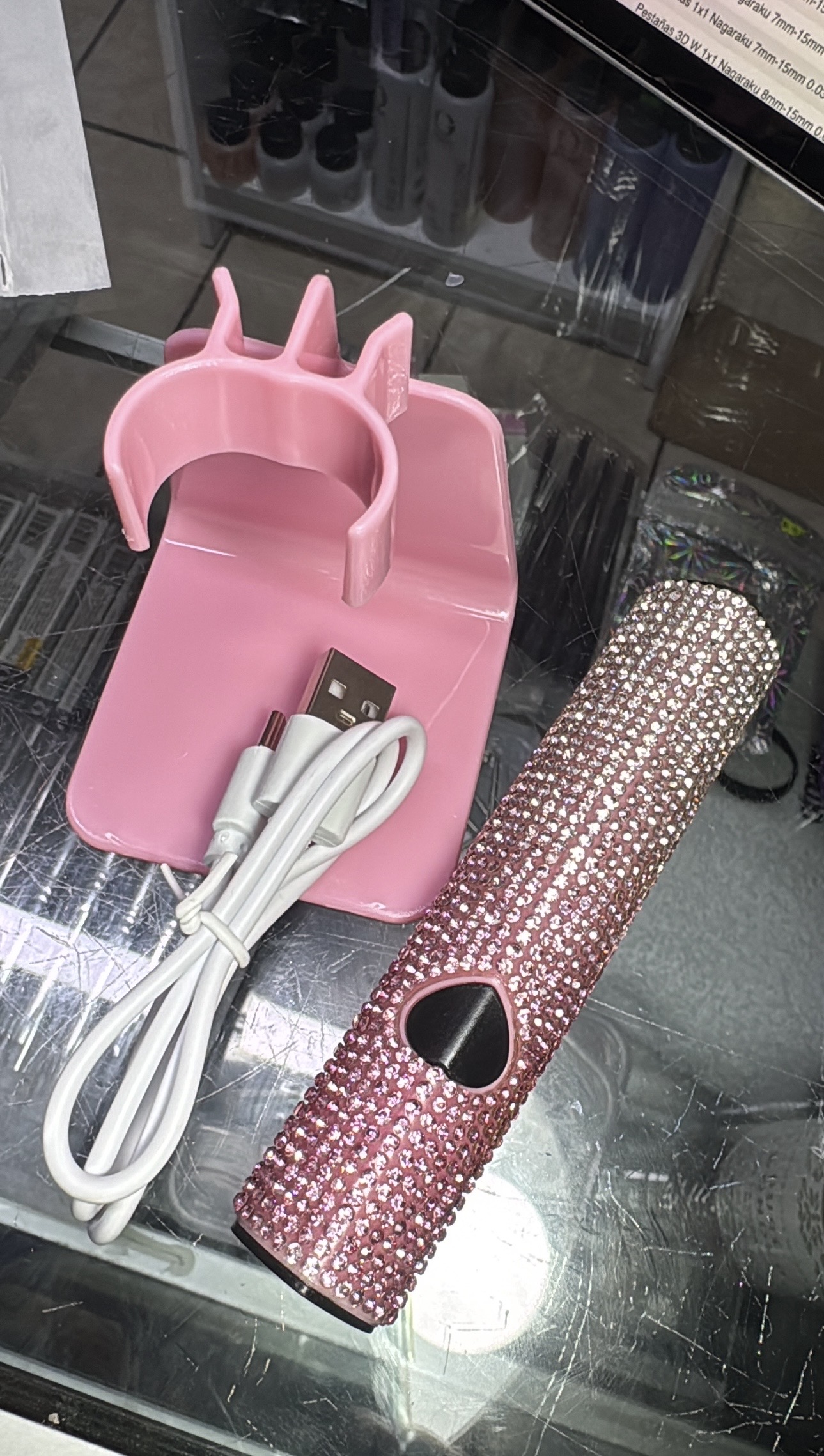 AGOTADO Lámpara Portátil cristal Rosa y Blanco