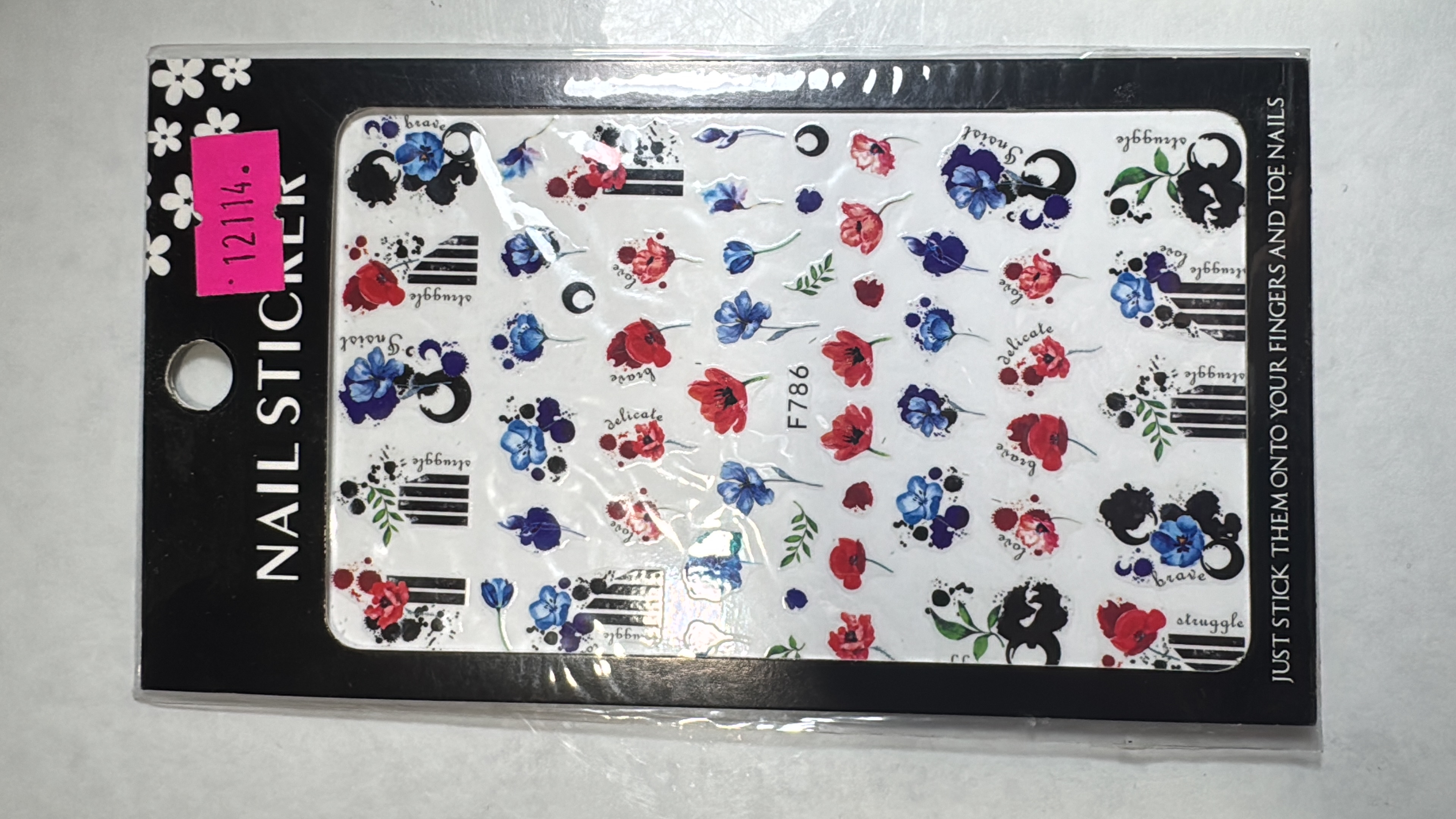 Sticker Flor azul y rojo F786