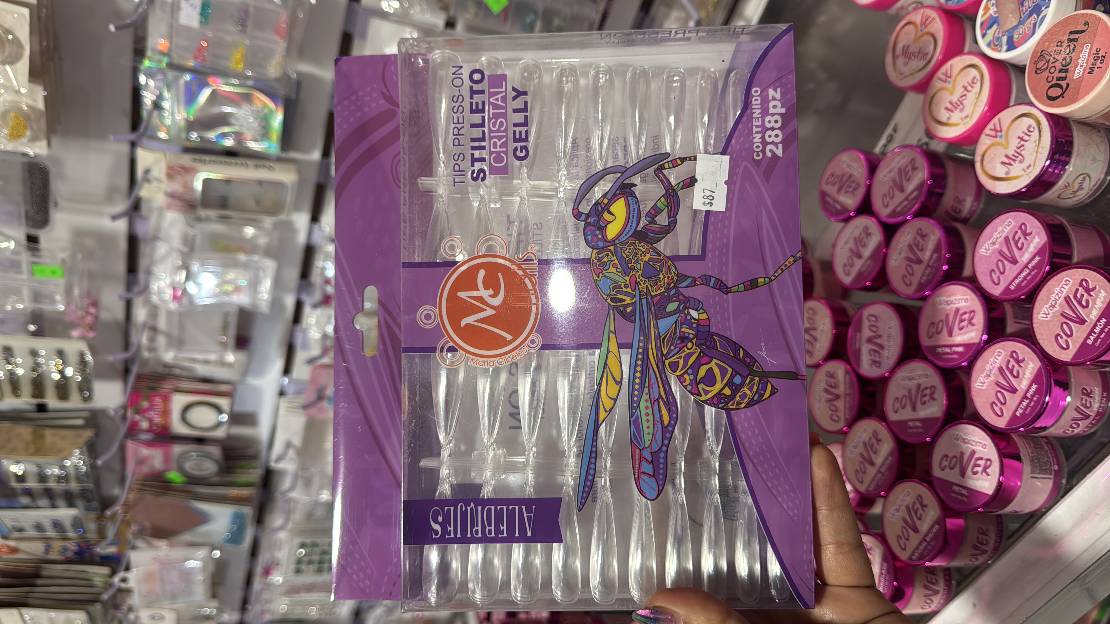 Tips Press On Stilleto Cristal 288pzas