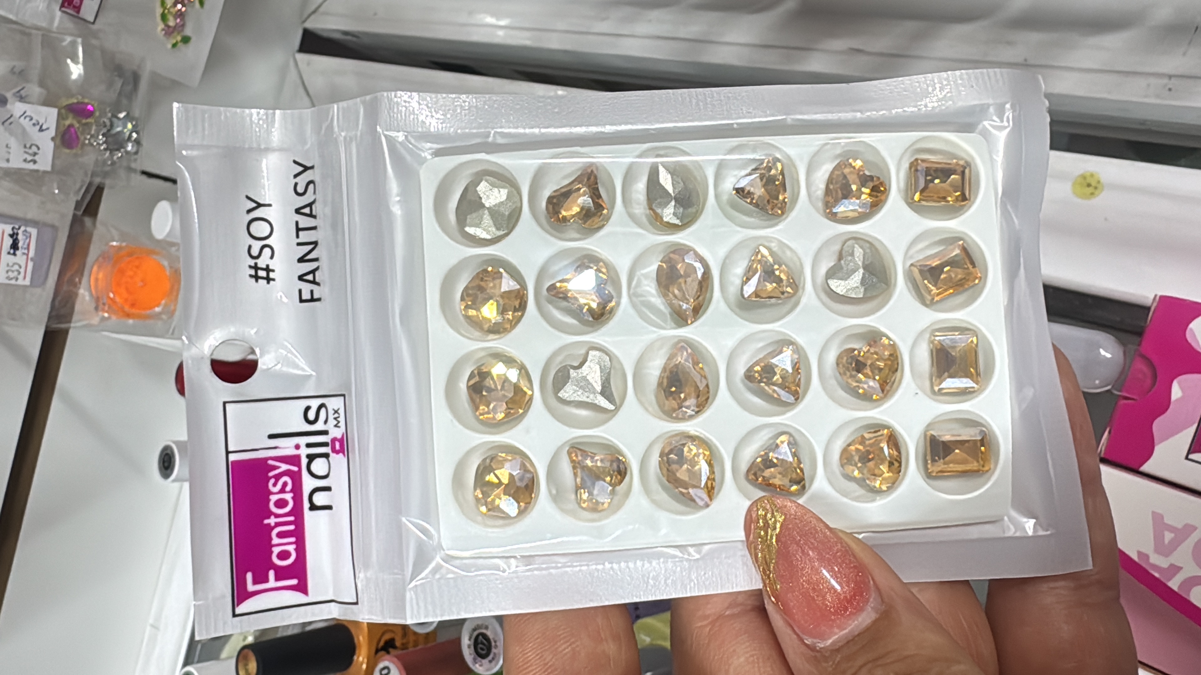 Cartera de cristal de incrustación Champán