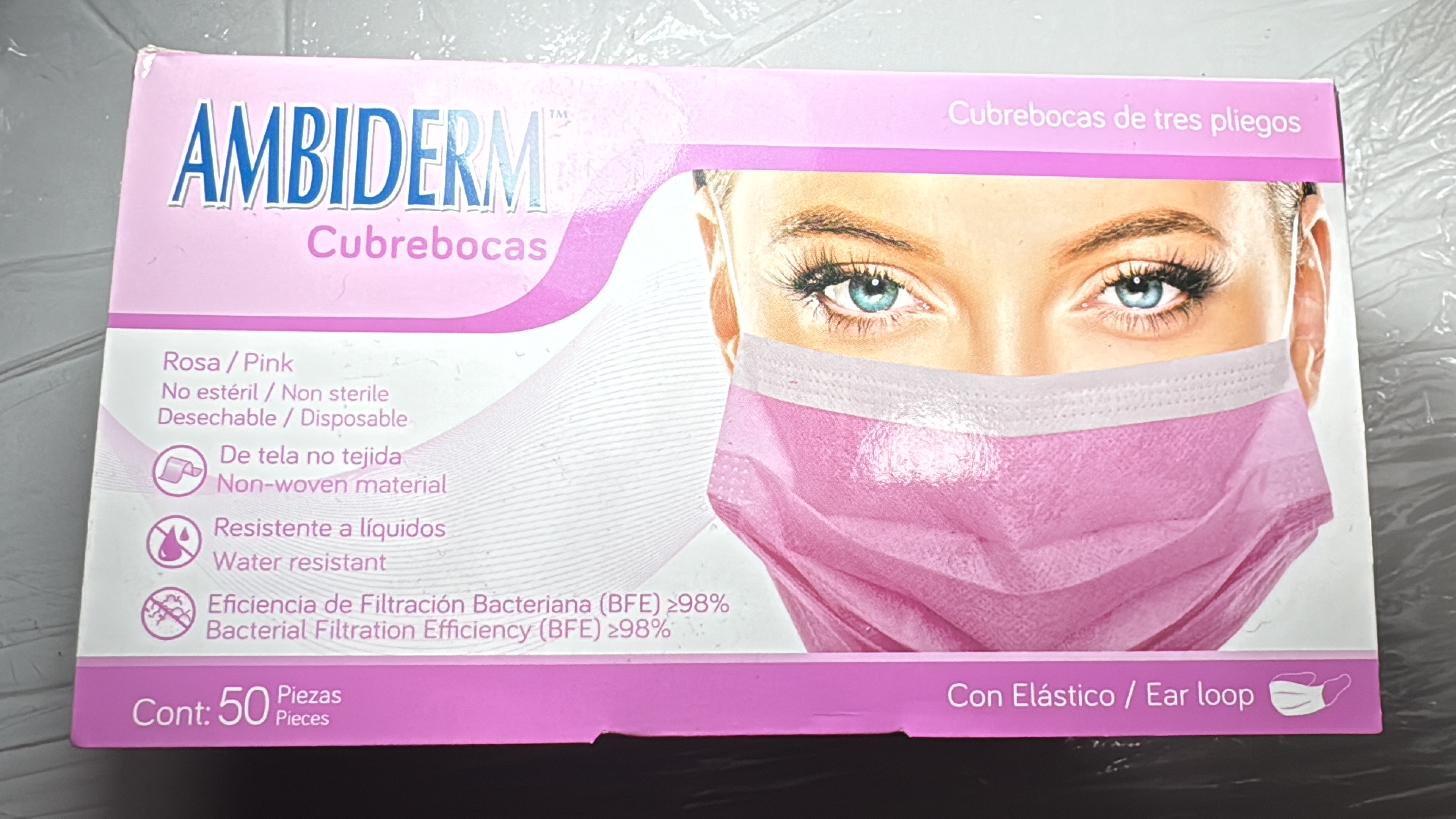 Cubrebocas Rosa 50pzs