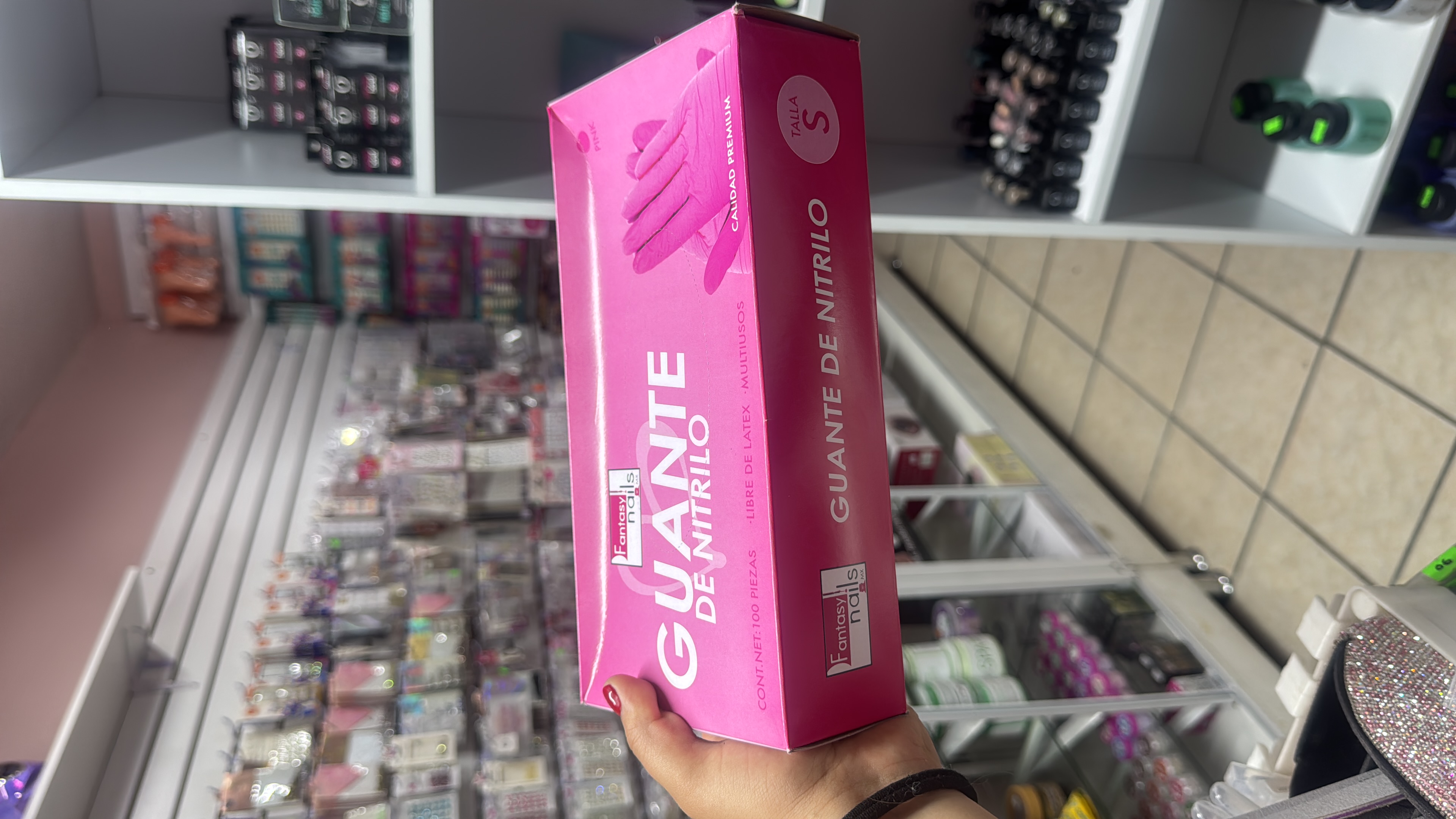 Guante de Nitrilo Rosa S