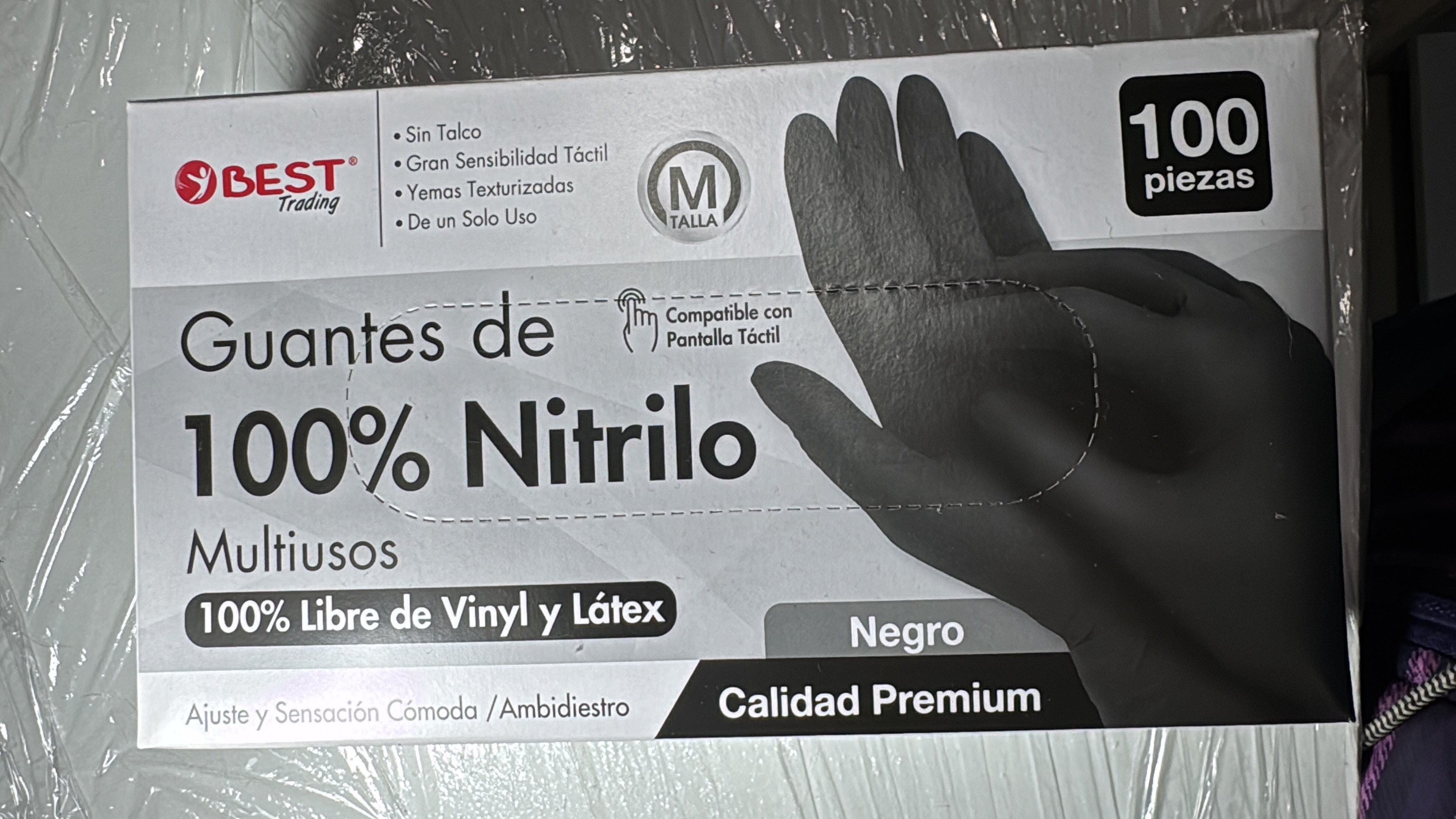 Guantes de Nitrilo negro M 100pzs