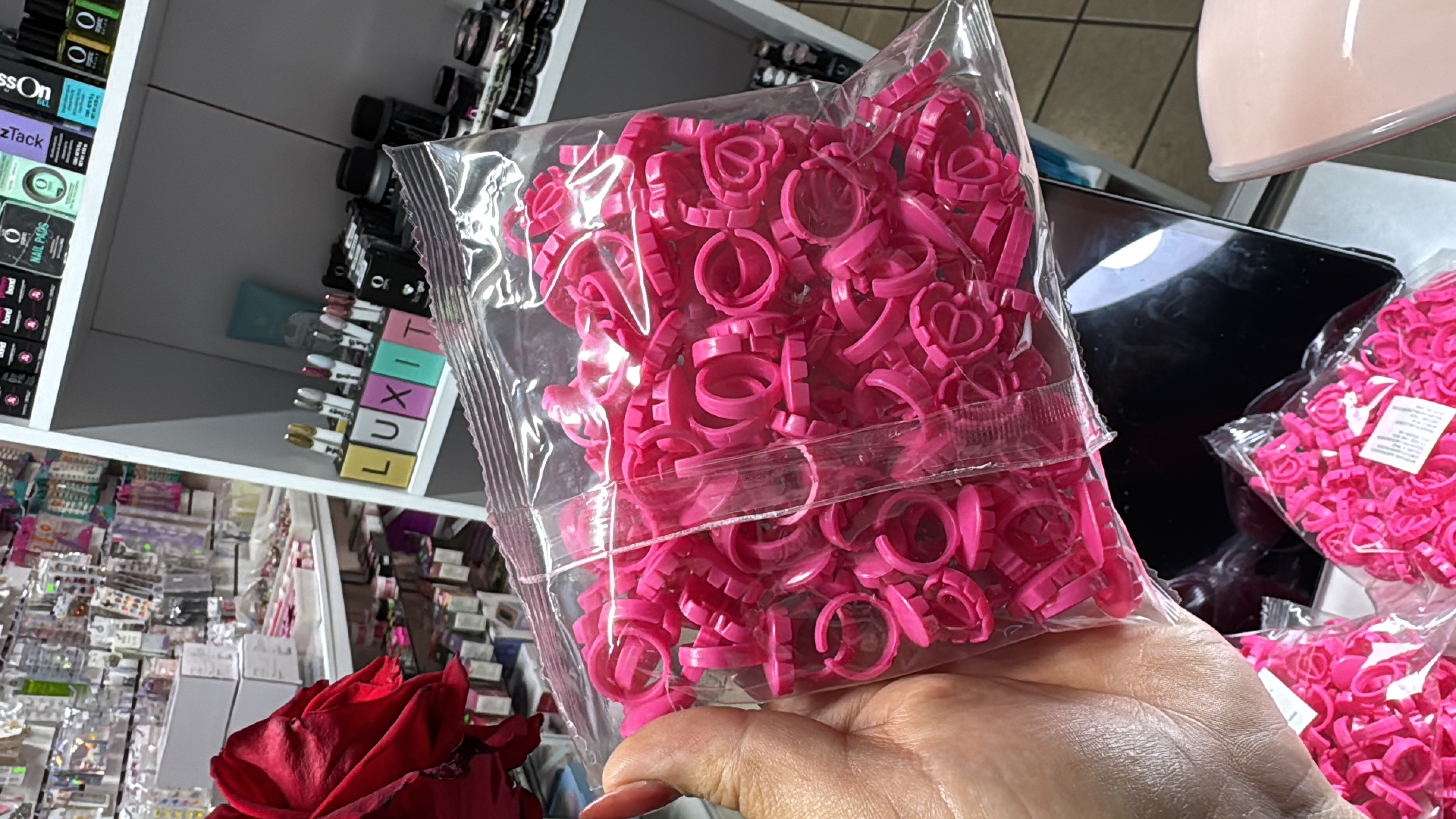 Anillo Para Pegamento Pestañas Rosa(AN1)